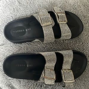 Madden Girl black slides with bling